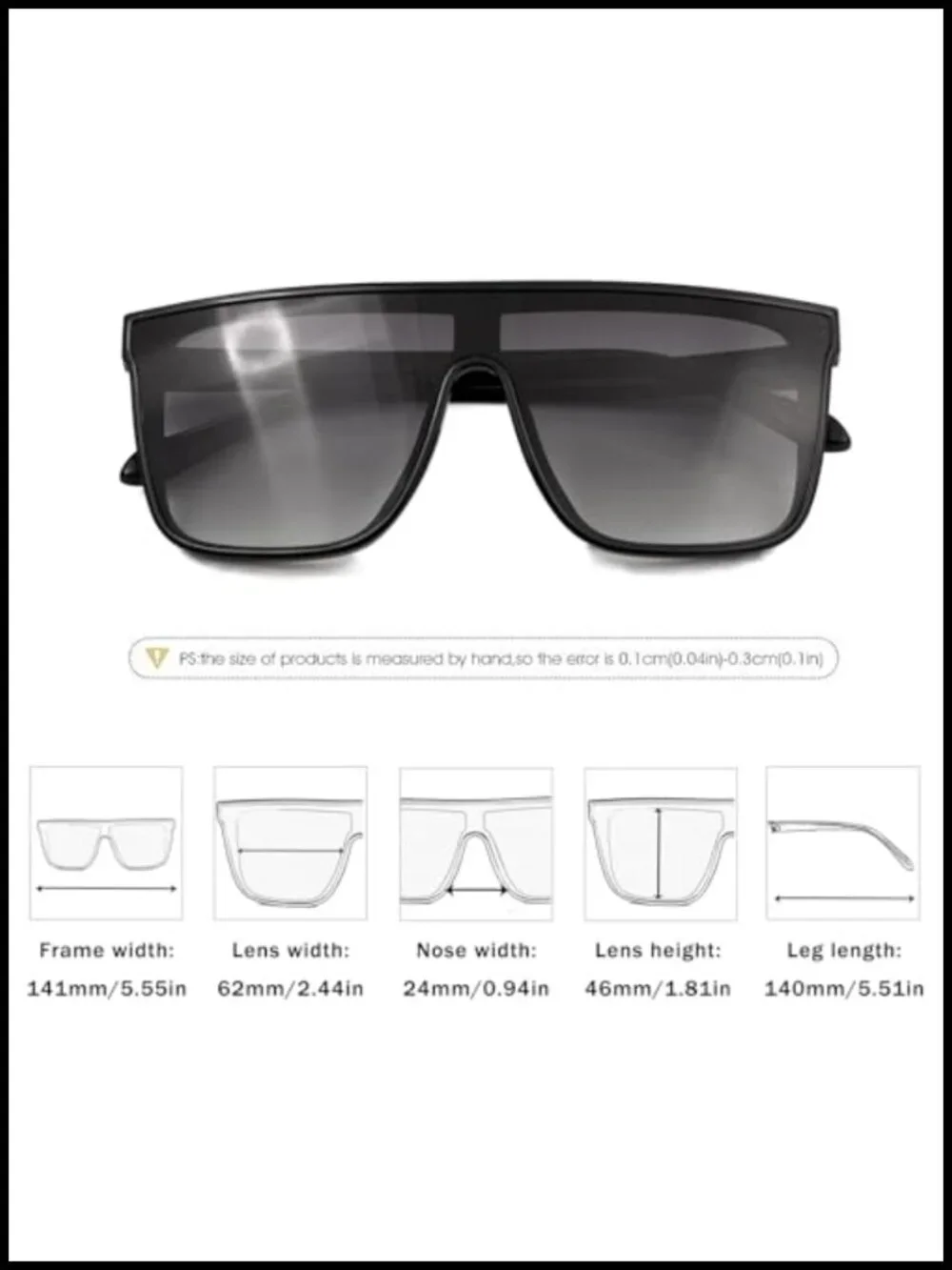 Luxury Square Sunglasses UV400 Protection Unisex Lightweight Flat Top Shades